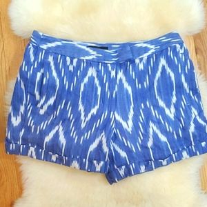 J Crew Blue and White Cuff Pocketed Shorts